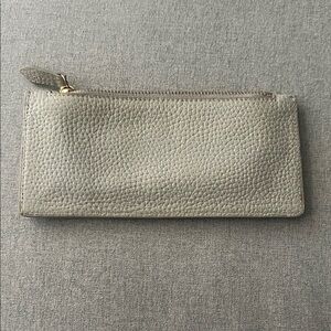 Neely & Chloe Light Gray Leather Makeup Pencil Case